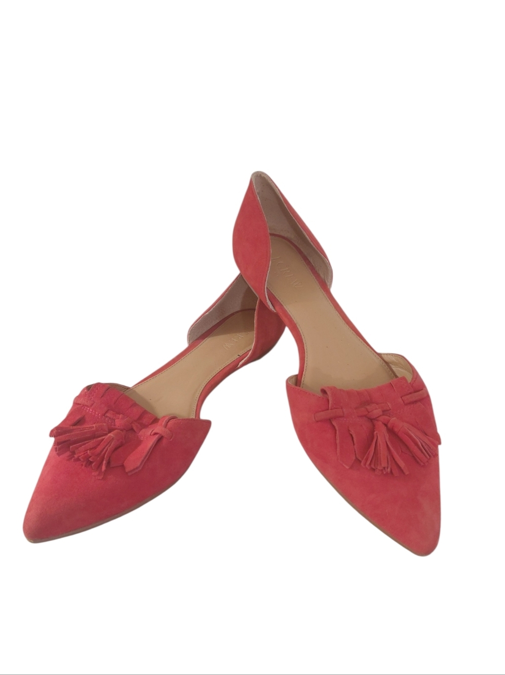 J. Crew Red Suede D'Orsay Tassel Pointed Toe Flats Size 8